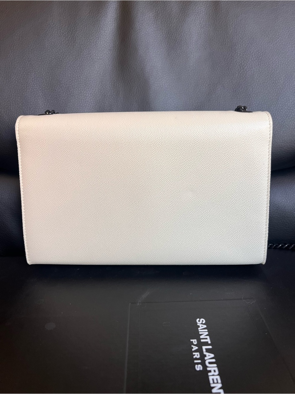 Saint Laurent Cream Leather Shoulder Bag with Black YSL Hardware - Picture 11 of 14